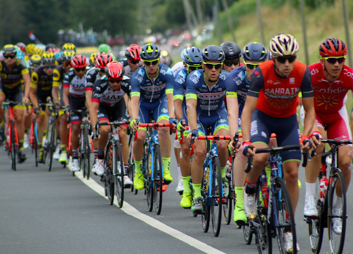 Group of professional cyclists